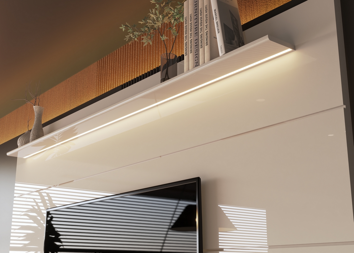 Painel até 75" Bliss + Rack Comodoro 1.8 Off White/Cedro - EDN MÓVEIS - Imagem 4