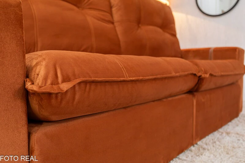 Sofá Retrátil Reclinável 2.50m Santiago Veludo Terracota 549 - Molas Ensacadas - Imagem 5