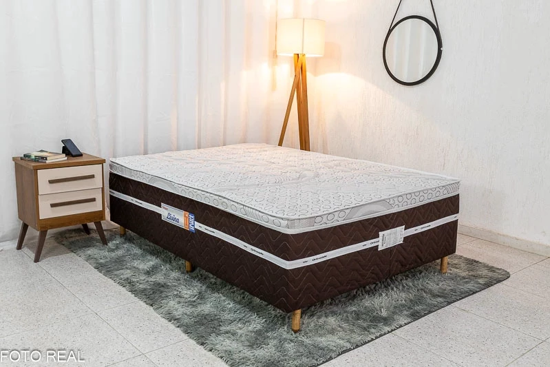 Roupeiro Dubai C/Espelho 3 Pts. 3 Gav. Branco Larg. 1.79m Carioca + Cama Box Casal Livina Molas Ensacadas 138x188x58 Orthoside - Imagem 4