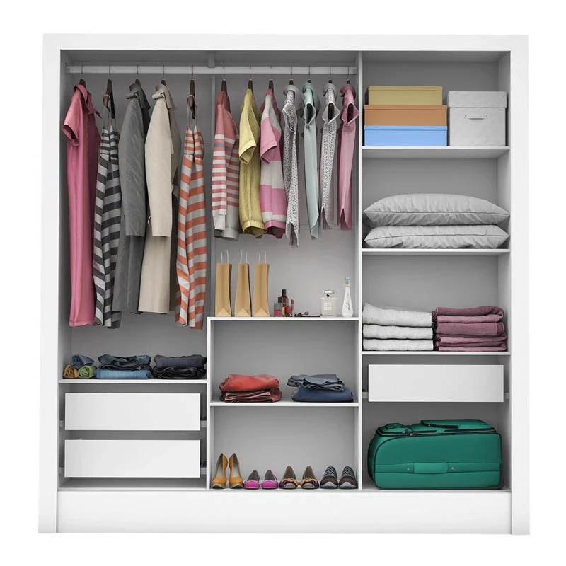 Roupeiro Dubai C/Espelho 3 Pts. 3 Gav. Branco Larg. 1.79m Carioca + Cama Box Casal Livina Molas Ensacadas 138x188x58 Orthoside - Imagem 10