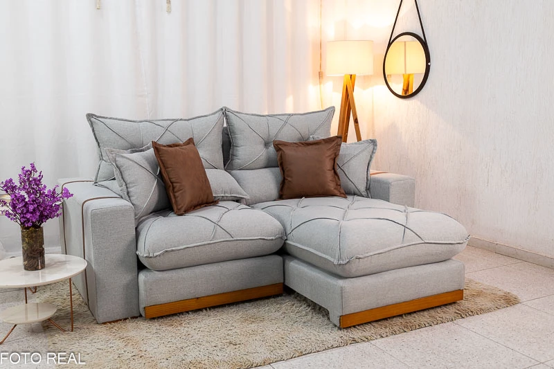 Sofá Retrátil Reclinável Gran Bello Linho Cinza Larg. 2.50m - D33 e Molas Ensacadas - Imagem 2