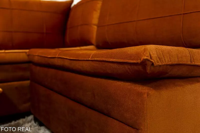 Sofá Canto 5 lugares com Puff Viena Veludo Terracota A62 - Imagem 4