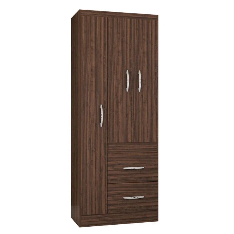 Guarda-Roupa Solteiro Milão 3 Portas 2 Gavetas Chocolate Larg. 0.68m Poquema - Imagem 3