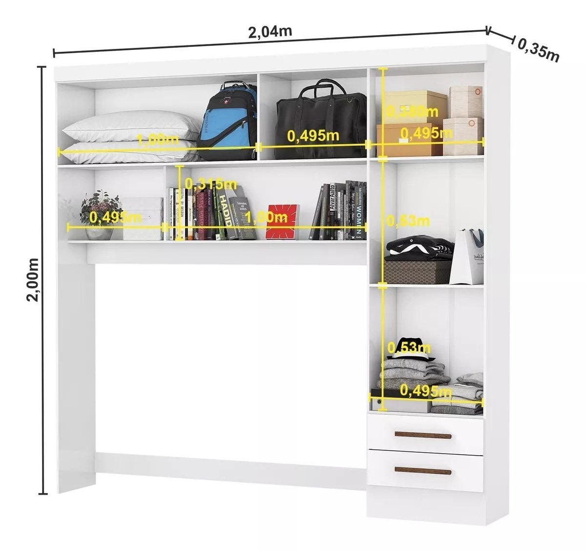 Modulado 4 Portas + Guarda-Roupa 3 Portas Dubai/Santiago Branco – CARIOCA MÓVEIS - Imagem 3