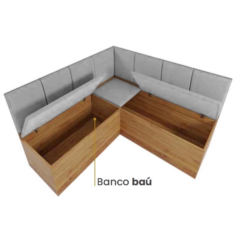 Conjunto Canto Alemão + Mesa Mon/Soberano Mel/Blonde + 2 Cadeiras Milão Mel/Linho Inox - VIERO MÓVEIS - Imagem 2