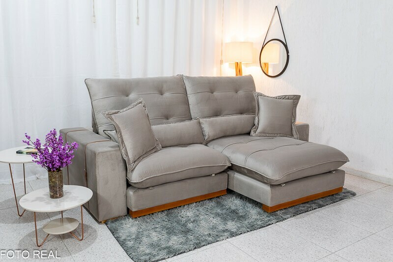 Sofá Retrátil Reclinável Toronto Veludo Avelã 4052 Larg. 2.50m - Molas Ensacadas - Imagem 2