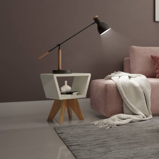 Mesa de Canto TB713 OffWhite/Freijó – DALLA COSTA