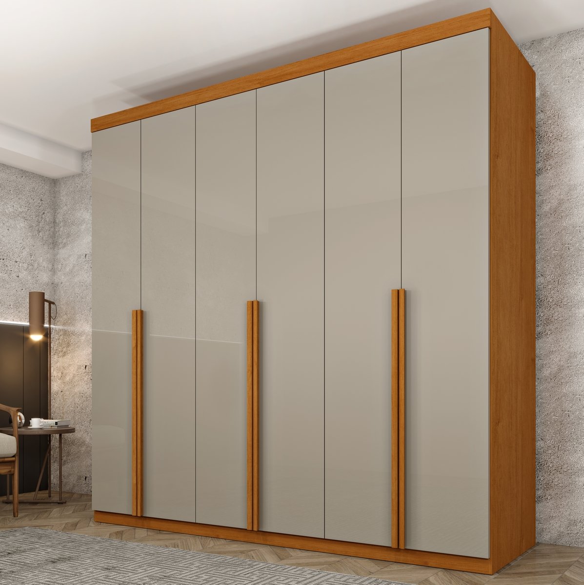 Guarda-Roupa 6 Portas Joinville 2,18 m Cinamono/Off White - TCIL