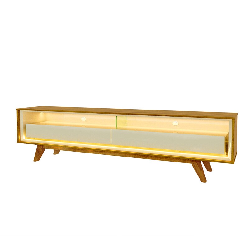 Painel Nobre Larg. 1.85m + Rack Requinte Larg. 1.72m C/LED Naturale/Off Gelius - Imagem 6
