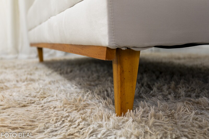 Sofá Cama Madrid larg. 1.80m Molas Bonnel Veludo Bege 2269 - Imagem 7