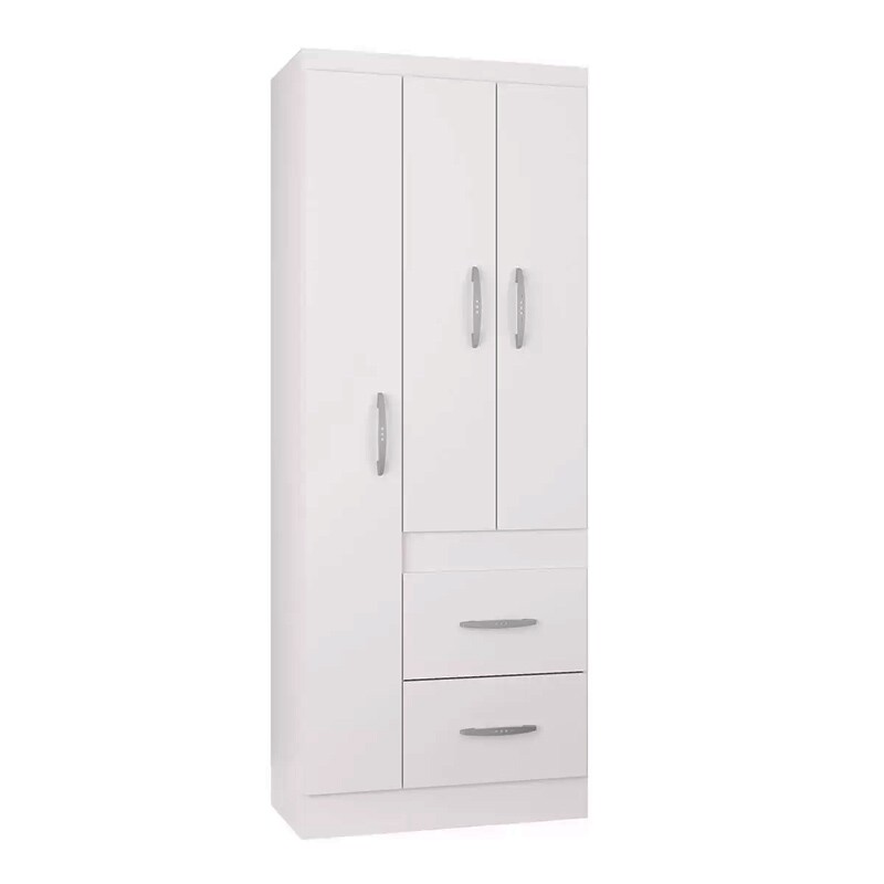 Guarda-Roupa Solteiro Milão 3 Portas 2 Gavetas Branco Larg. 0.68m Poquema - Imagem 3