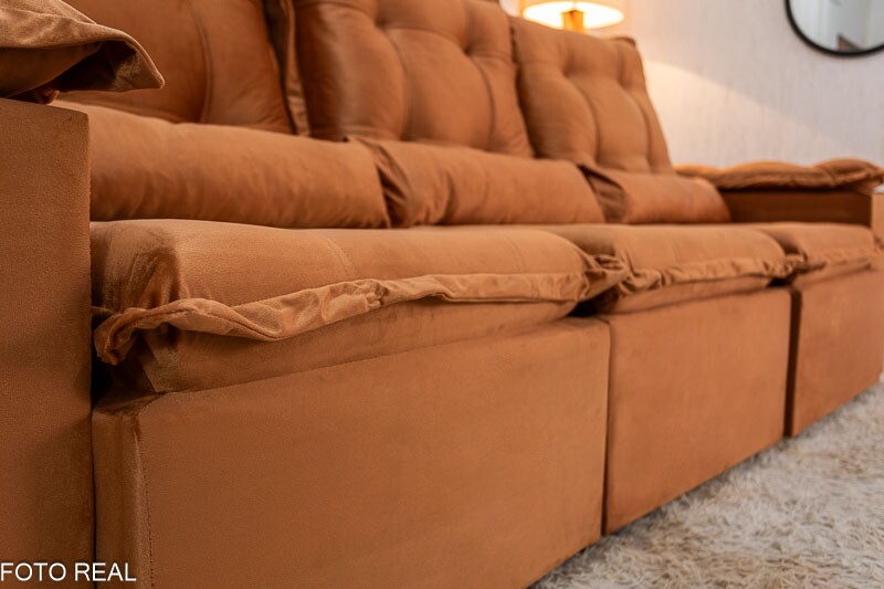 Sofá Retrátil Reclinável Grécia 2.70m Veludo Terracota - Sem Caixa - Imagem 6