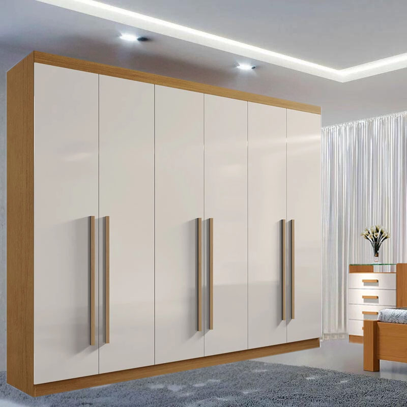 Guarda-Roupa Casal Da Vinci Plus 6 portas 6 Gavetas Cinamomo/Off White MDF Larg. 2.75m D Doro