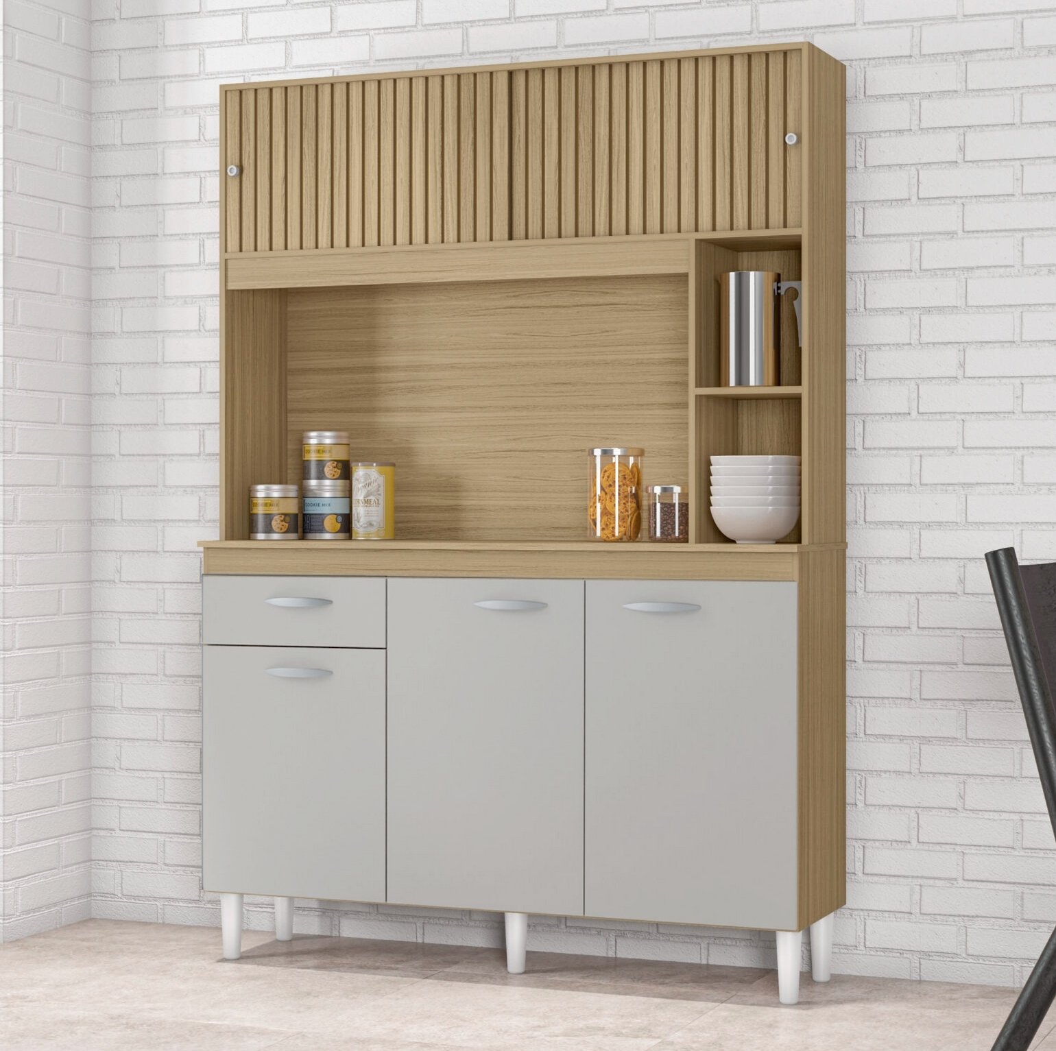 Kit Cozinha Duda 1,20 Damasco/Ripado/Off White – POQUEMA
