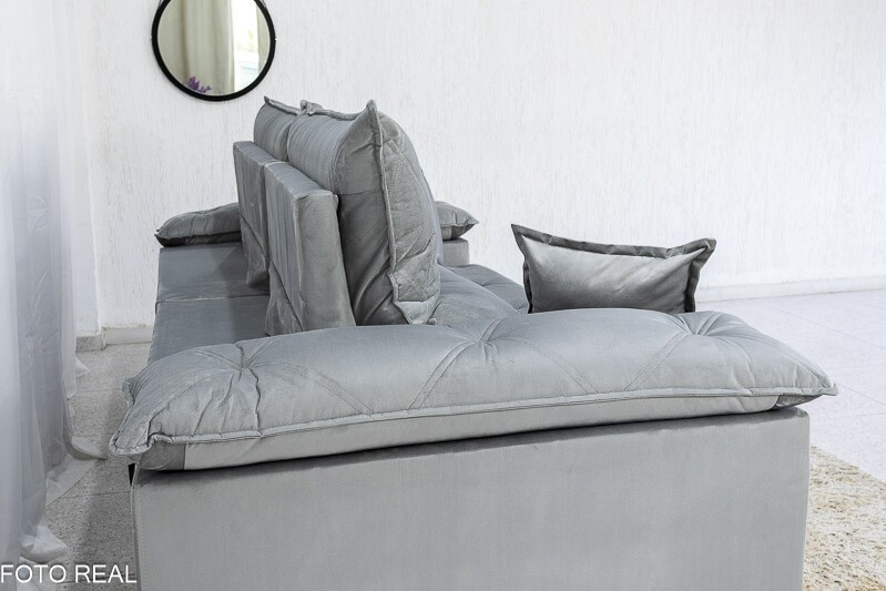 Sofá Retrátil Reclinável Magnum Veludo Prata 823 Larg. 2.50m - Molas Ensacadas - Imagem 8