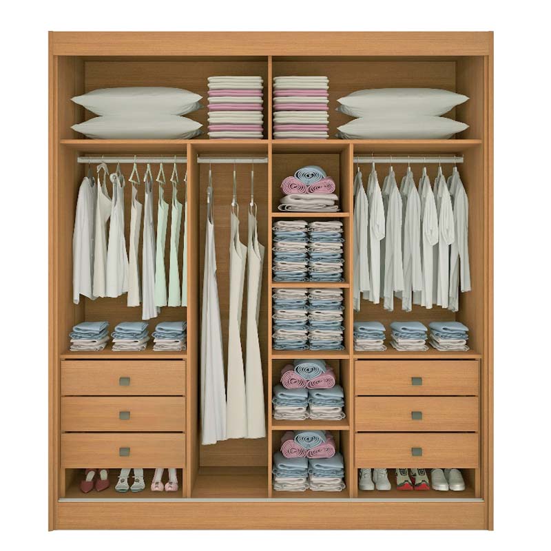 Guarda-Roupa Casal 2 Portas Cancun Ripado MDF Cinamomo/Off White Larg. 2.20m D Doro - Imagem 2