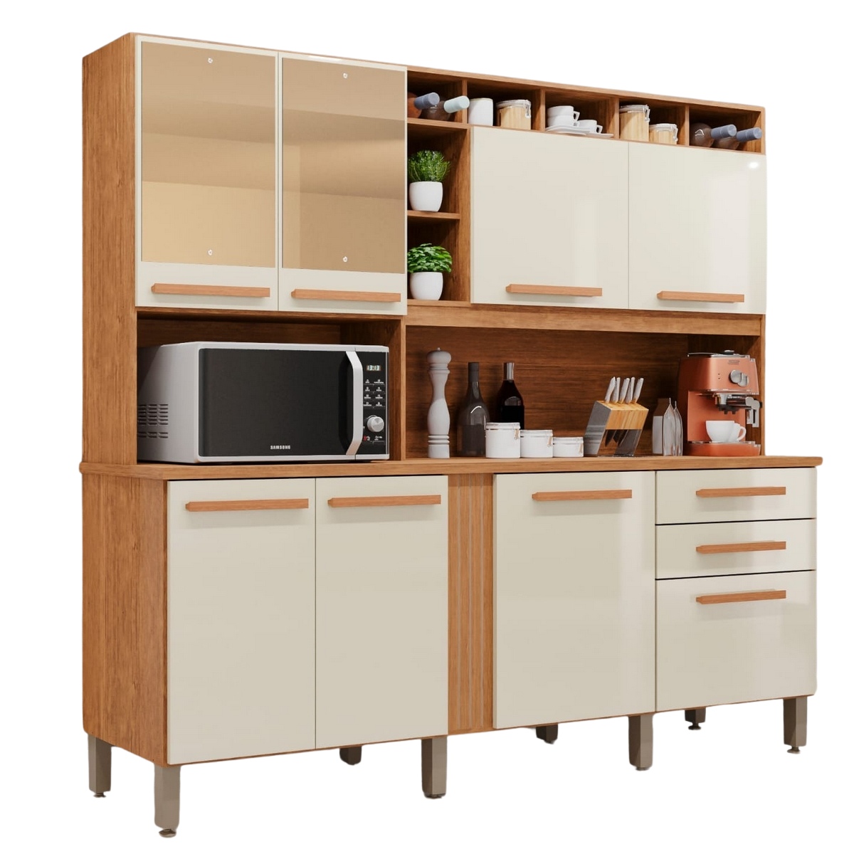 Kit Cozinha Antonela Prime 2,10 m Cinamono/Off White - IMOP - Imagem 2