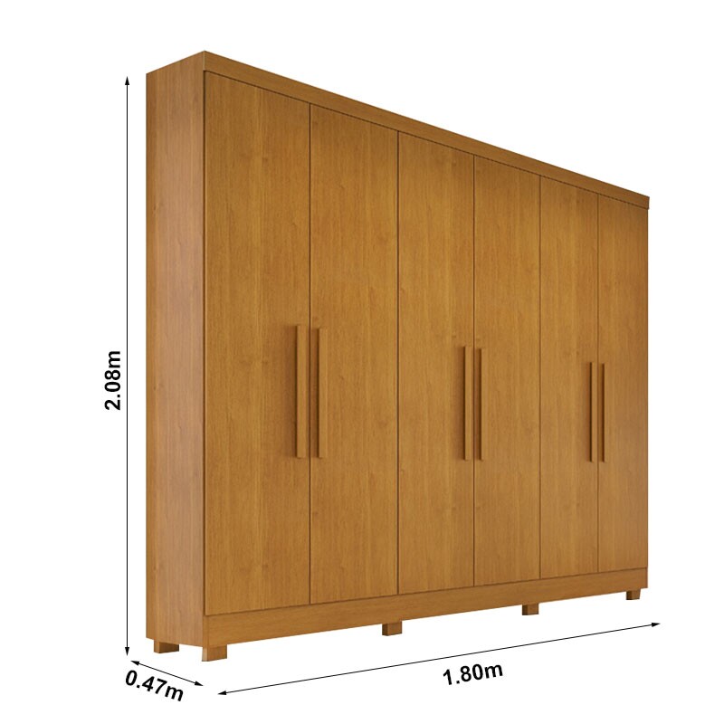 Guarda-Roupa Casal Sergipe Larg. 1.80m 6 Portas Nature Com Pés Bianchi - Imagem 3