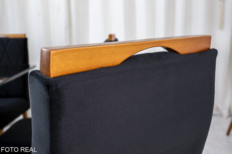 Mesa de Jantar Pedro Mel Vidro Preto 120×80 4 Cadeiras Lisboa Veludo Preto 504 Madeira Maciça Art Assento - Entregue Montada - Imagem 5