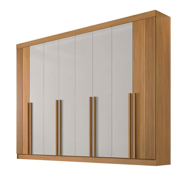 Guarda-Roupa Casal Daymond 8 Portas Ripado MDF Cinamomo/Off White D'Doro - Imagem 6