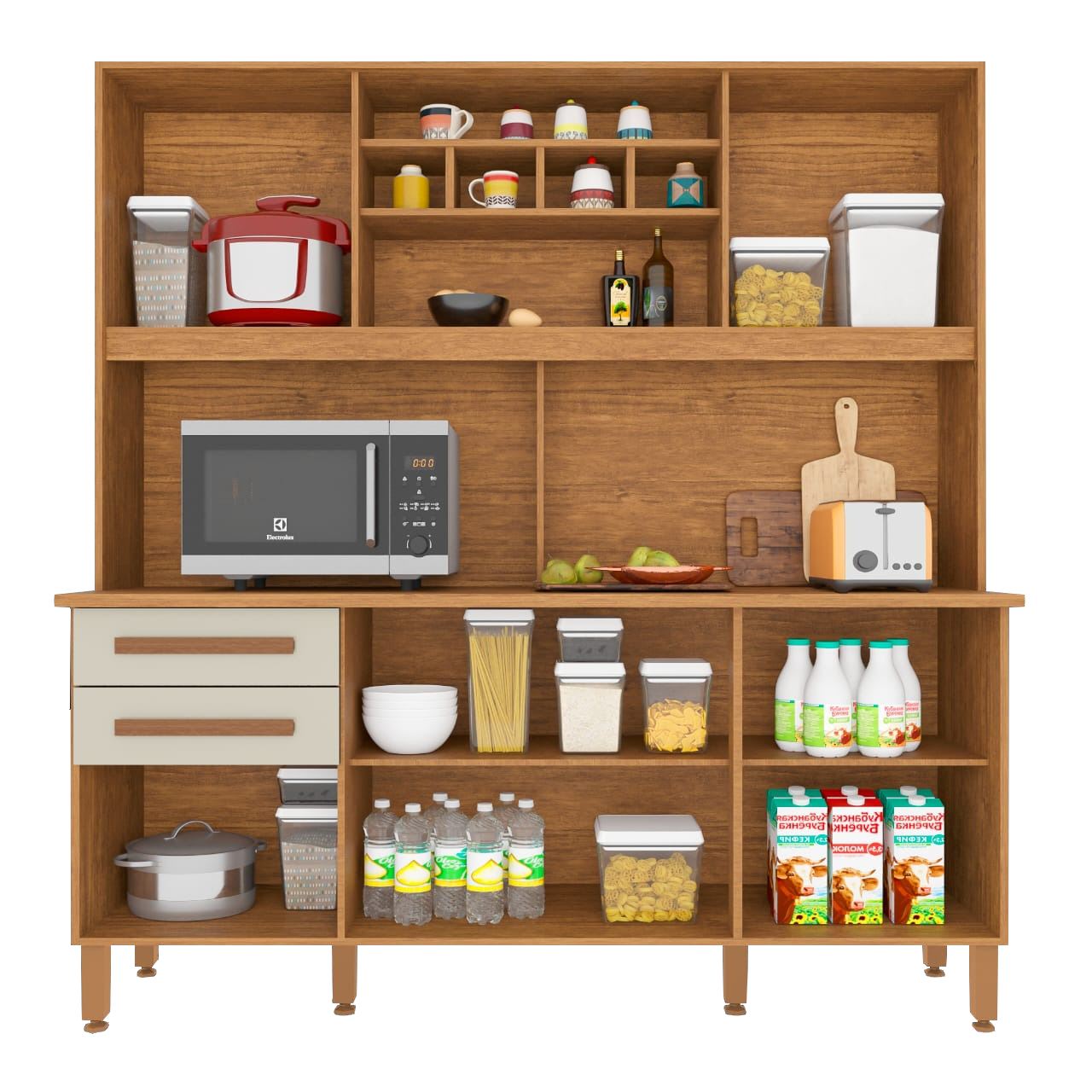 Kit Cozinha Luna/Lara Prime 1,62 m Cinamono/Off White - IMOP - Imagem 3