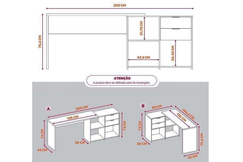 Mesa Office NT 2060 Branco 2 Gavetas Larg. 2.00m - Notável - Imagem 5