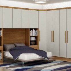 Modulado 1 Roupeiro Moderni 4 Pts +  2 Criado Rizon + 1 Canto Oblíquo Rizon  + 1 Aéreo 3 portas Rizon Cumaru/Fendi Novo Horizonte