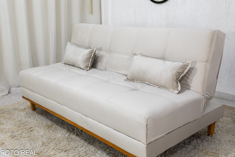 Sofá Cama Madrid larg. 1.80m Molas Bonnel Veludo Bege 2269 - Imagem 2