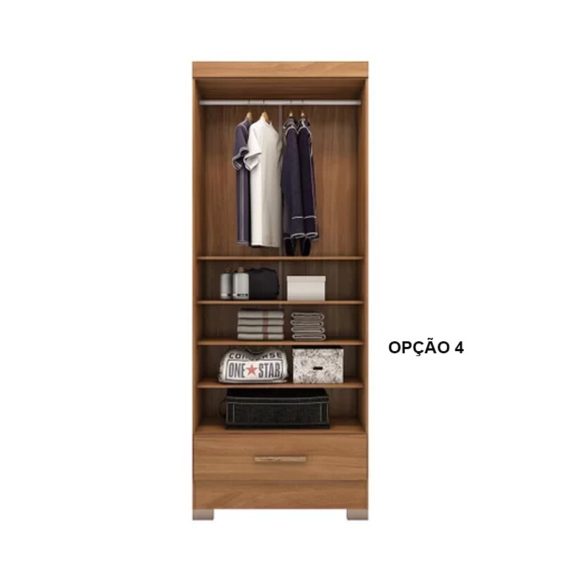 Guarda-Roupa Solteiro Solteiro Smart Plus 2 Portas 1 Gaveta Larg. 0.85m (GR2123) Cinamomo/Off Com Pés Rodial Móveis - Imagem 6
