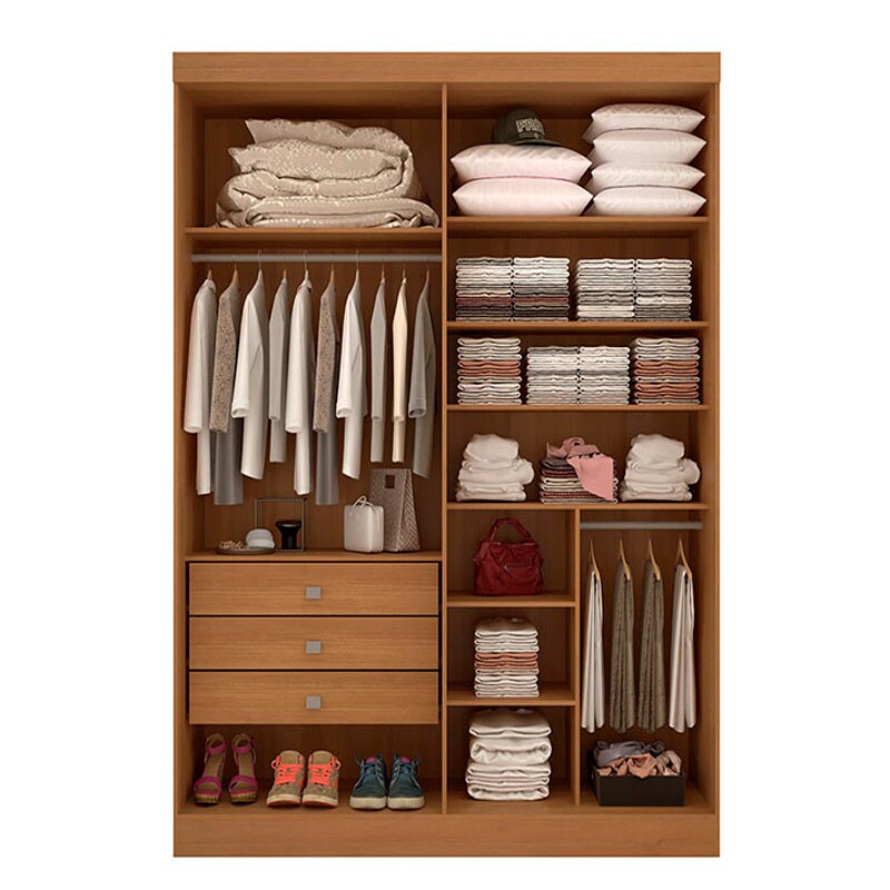 Guarda-Roupa Solteiro Da Vinci Plus 4 Portas 3 Gavetas Cinamomo/Off MDF Larg. 1.85m D Doro - Imagem 2