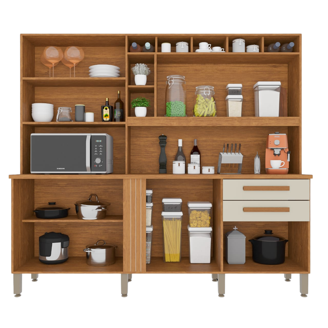 Kit Cozinha Antonela Prime 2,10 m Cinamono/Off White - IMOP - Imagem 3