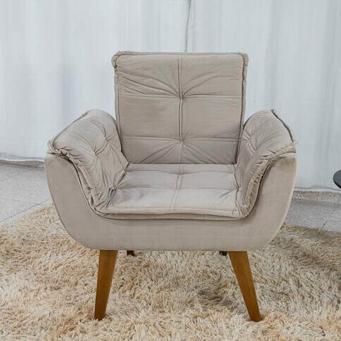 Poltrona Pérola Veludo Capuccino - Imagem 3