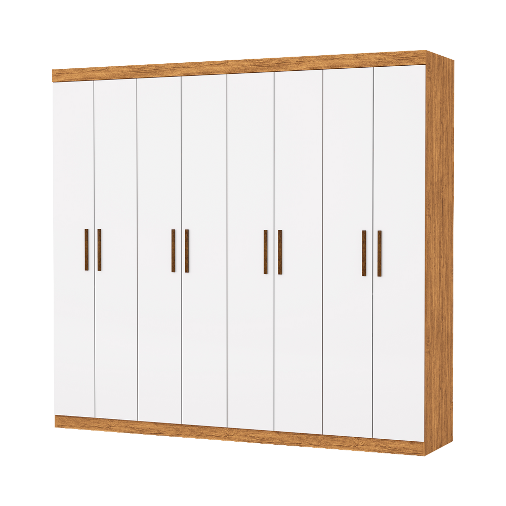 Guarda-Roupa 8 Portas Rubi 2,08 m(Sem Espelho)Cinamono/Branco - CARIOCA MÓVEIS - Imagem 2