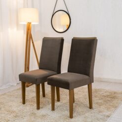 2 Cadeiras Lunara Veludo Marrom Rufato