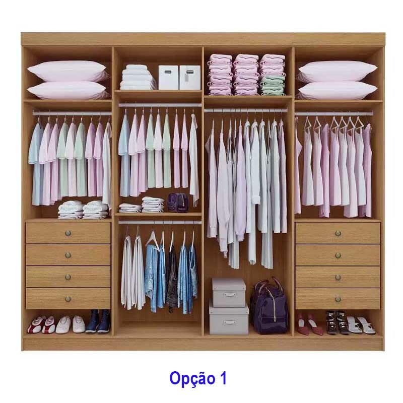 Guarda-Roupa Casal Daymond 8 Portas Ripado MDF Cinamomo/Off White D'Doro - Imagem 2