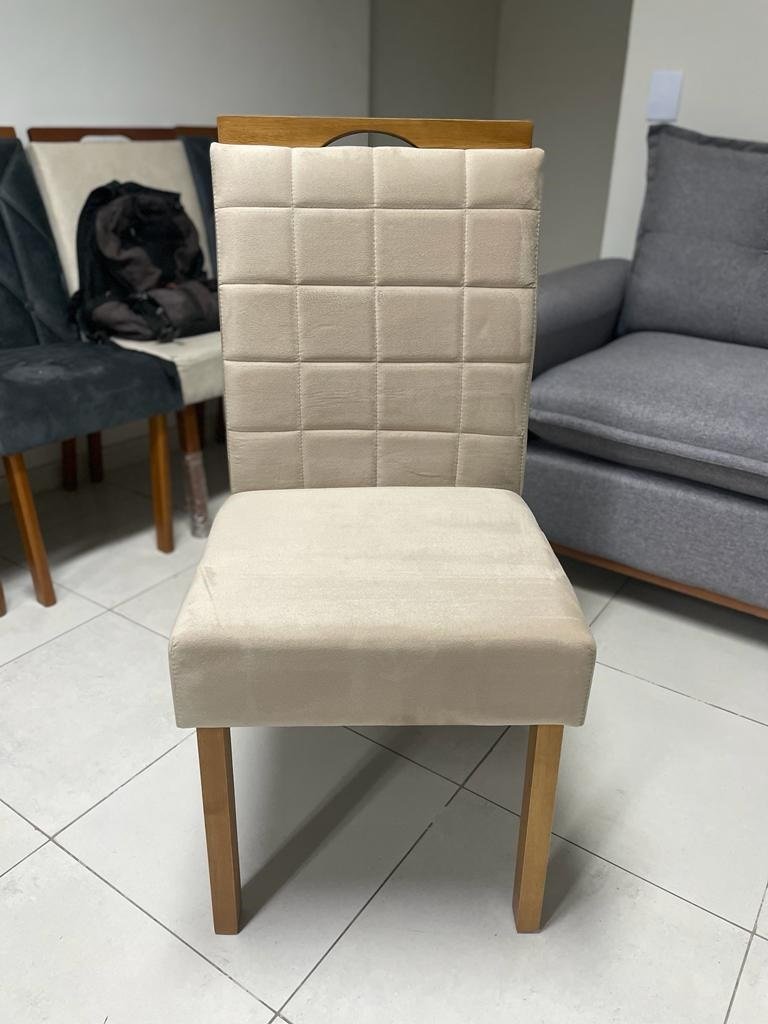 Kit 2 Cadeiras Roma Mel/Veludo Bege – WM DECOR - Imagem 3