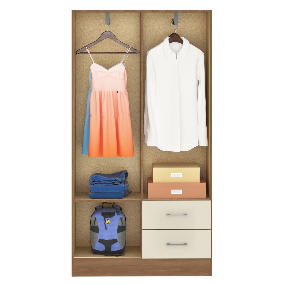 Guarda-Roupa 4 Portas Panamá 4002 + Cômoda 5 Gavetas Aruba Cinamono/Off White – FELLICCI - Imagem 3