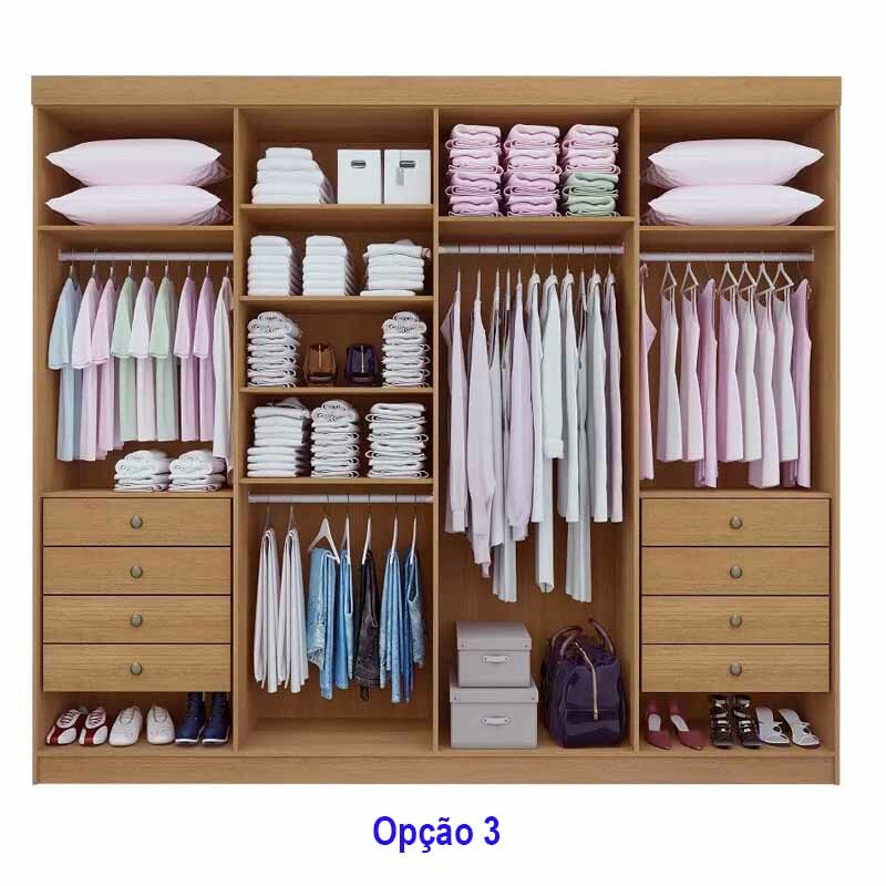 Guarda-Roupa Casal Daymond 8 Portas Ripado MDF Cinamomo/Off White D'Doro - Imagem 3