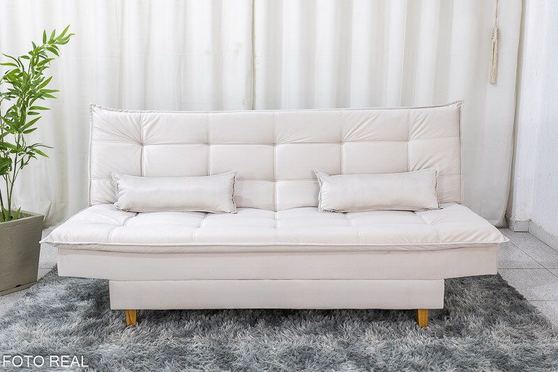 Sofá Cama Premium Larg. 1.80m Veludo Bege 2269 - Imagem 3