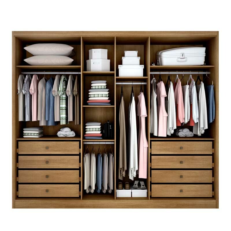 Guarda-Roupa Casal 6 Pts 8 Gav. Robust Plus 100% MDF Cumaru Larg. 2.76m Novo Horizonte - Imagem 3