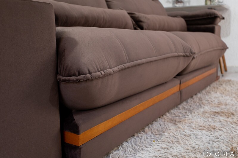 Sofá Retrátil Reclinável Ibis Veludo Marrom 815 Larg. 2.50m - D33 e Molas Ensacadas - Imagem 6