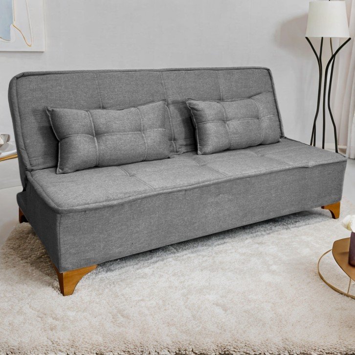 Sofá Cama Zayn 1,86 m Veludo Cinza 06 - BOARETO ESTOFADOS