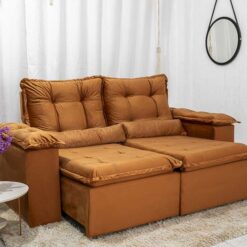 Sofá Retrátil Reclinável 3 Lug. Grécia 2.00m Veludo Cinza - Sem Caixa