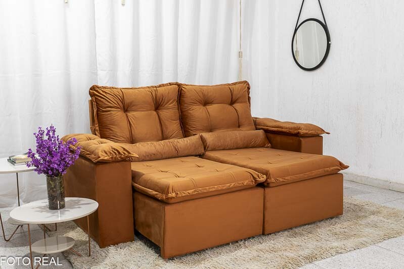 Sofá Retrátil Reclinável 3 Lug. Grécia 2.00m Veludo Cinza - Sem Caixa