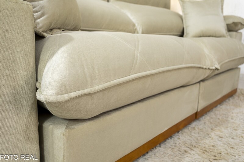 Sofá Retrátil Reclinável 2.30m Magnum Veludo Bege 818 - Molas Ensacadas - Imagem 7