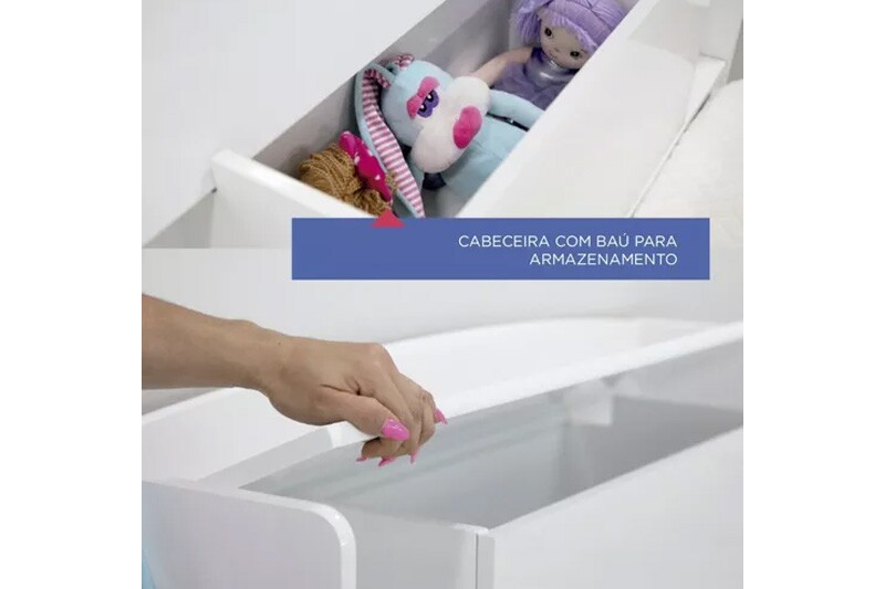 Cama Solteiro Milênio + Cama Auxiliar 2 Gavetas Branca - D Doro - Imagem 7