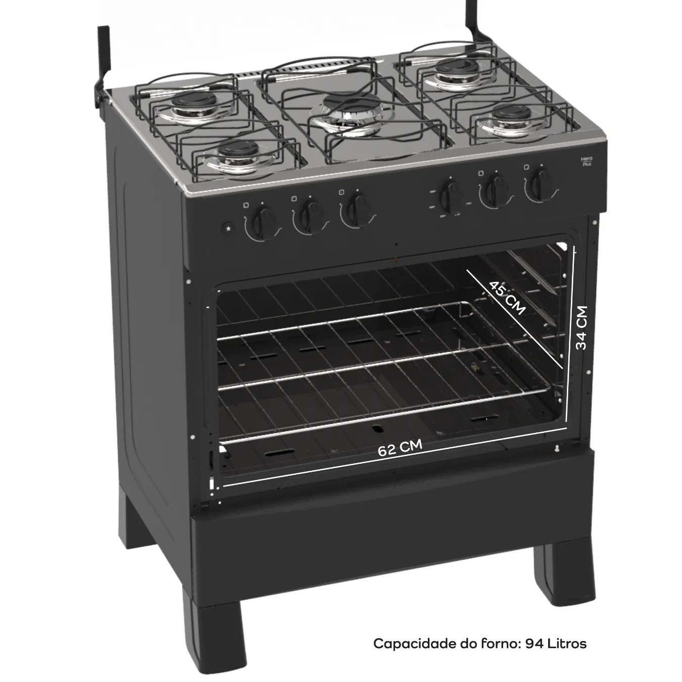 Fogão 5 Queimadores Hera Plus Preto – REALCE ELETRODOMÉSTICOS - Imagem 3