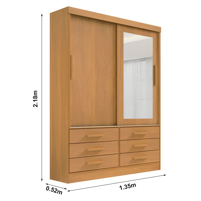 Guarda-Roupa Solteiro 2 portas Merídian Cinamomo Larg. 1.35m D Doro - Imagem 3