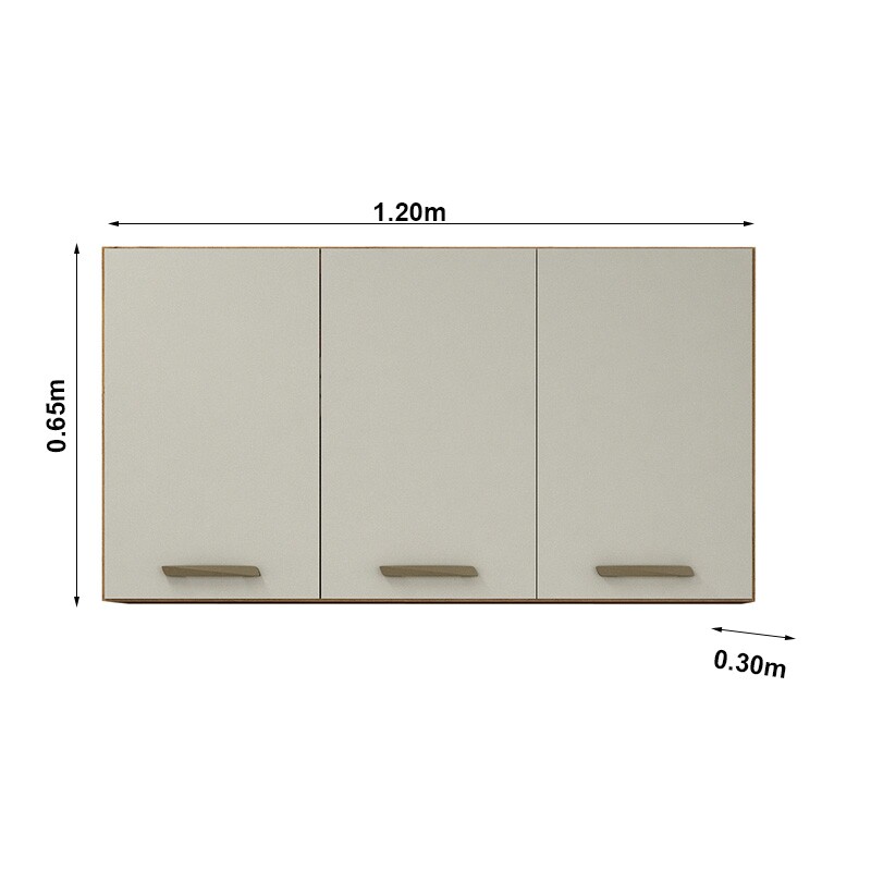 Armário Aéreo c/3 Portas São Luiz Larg. 1.20m Cinamomo/Off White Valdemoveis - Imagem 3