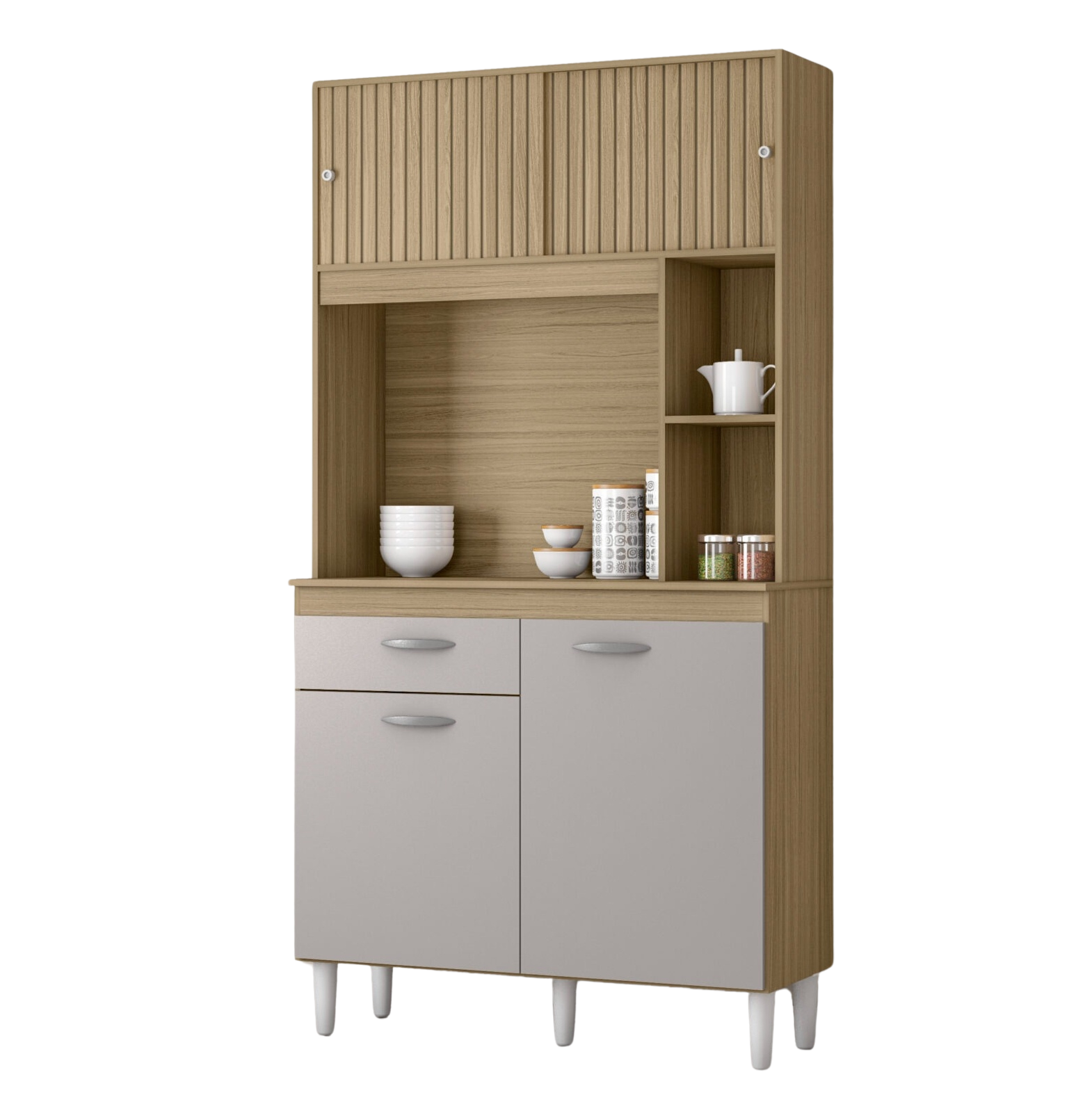 Kit Cozinha Duda 0,90 Damasco/Ripado/Off White – POQUEMA - Imagem 2